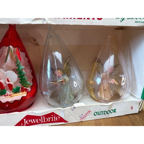 Jewelbrite Teardrop Unbreakable Christmas Ornaments Decor Set Box 1970s - Picture 7 of 15